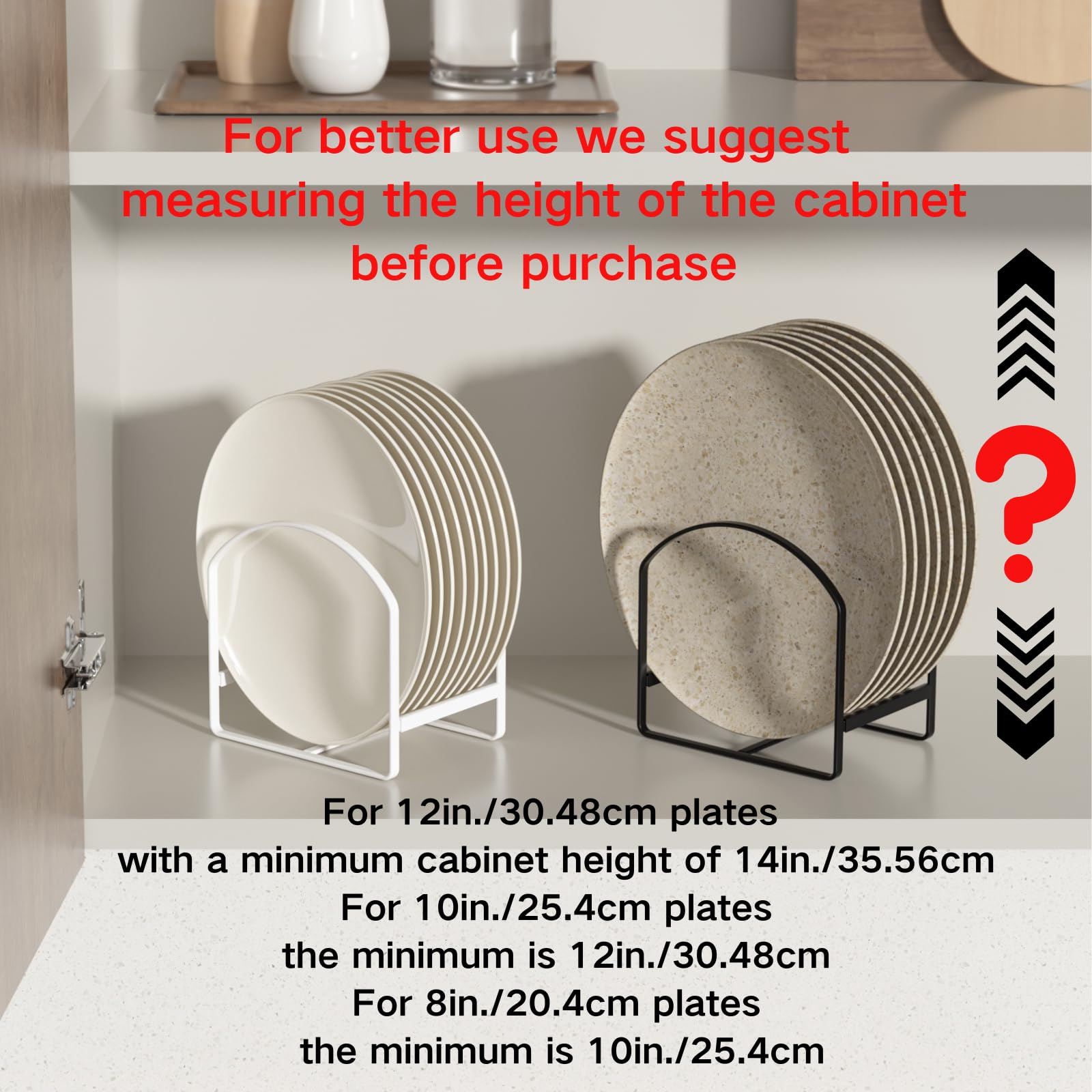 LINFIDITE cabinet dish divider closeup shows rubber guard liners protecting delicate dishes.