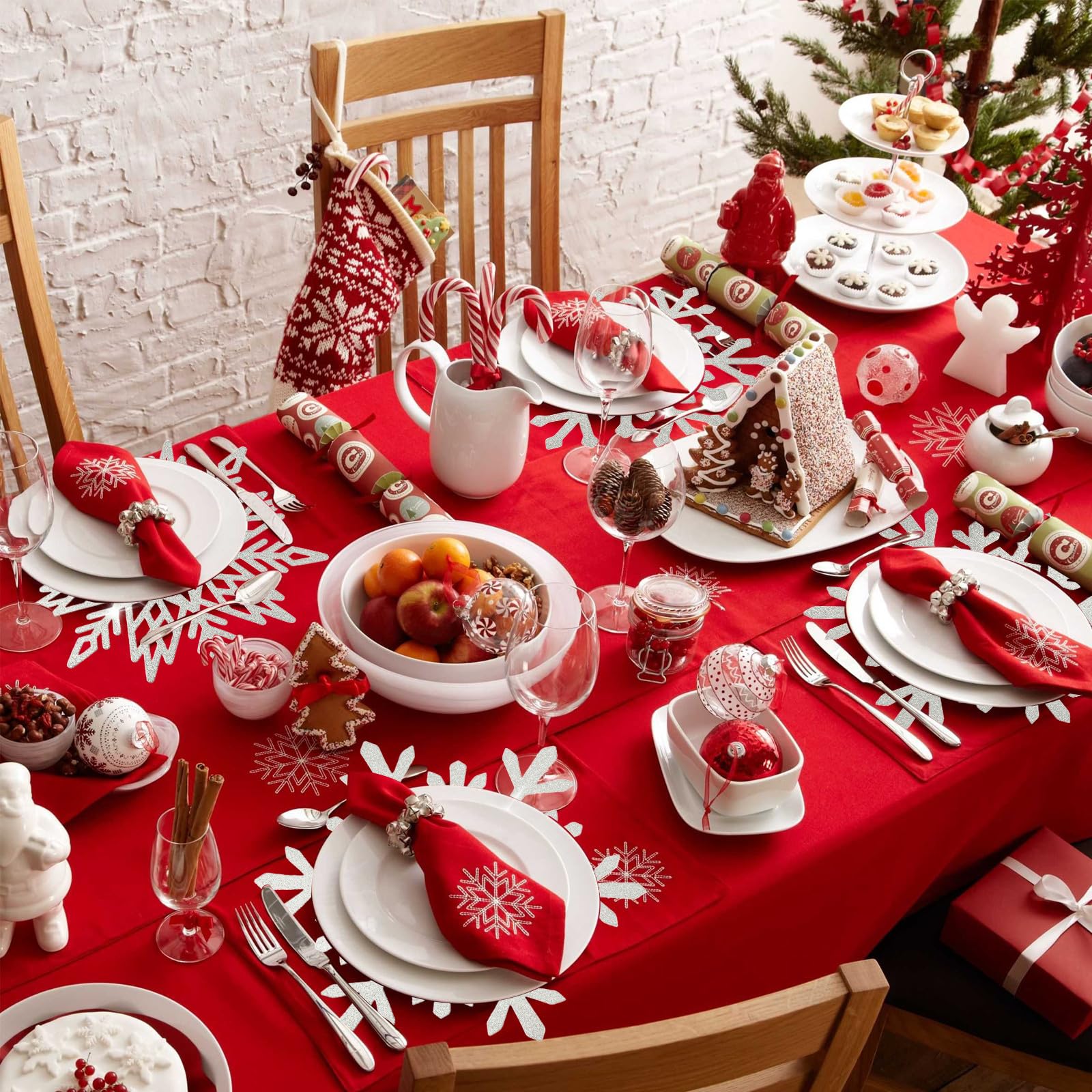 Lingringdcy Christmas table decor gold snowflake mats on tables