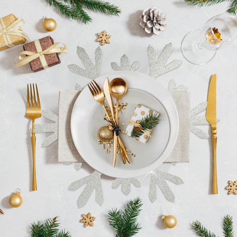 Lingringdcy snowflake placemat gold pattern 3 complements festive table decor