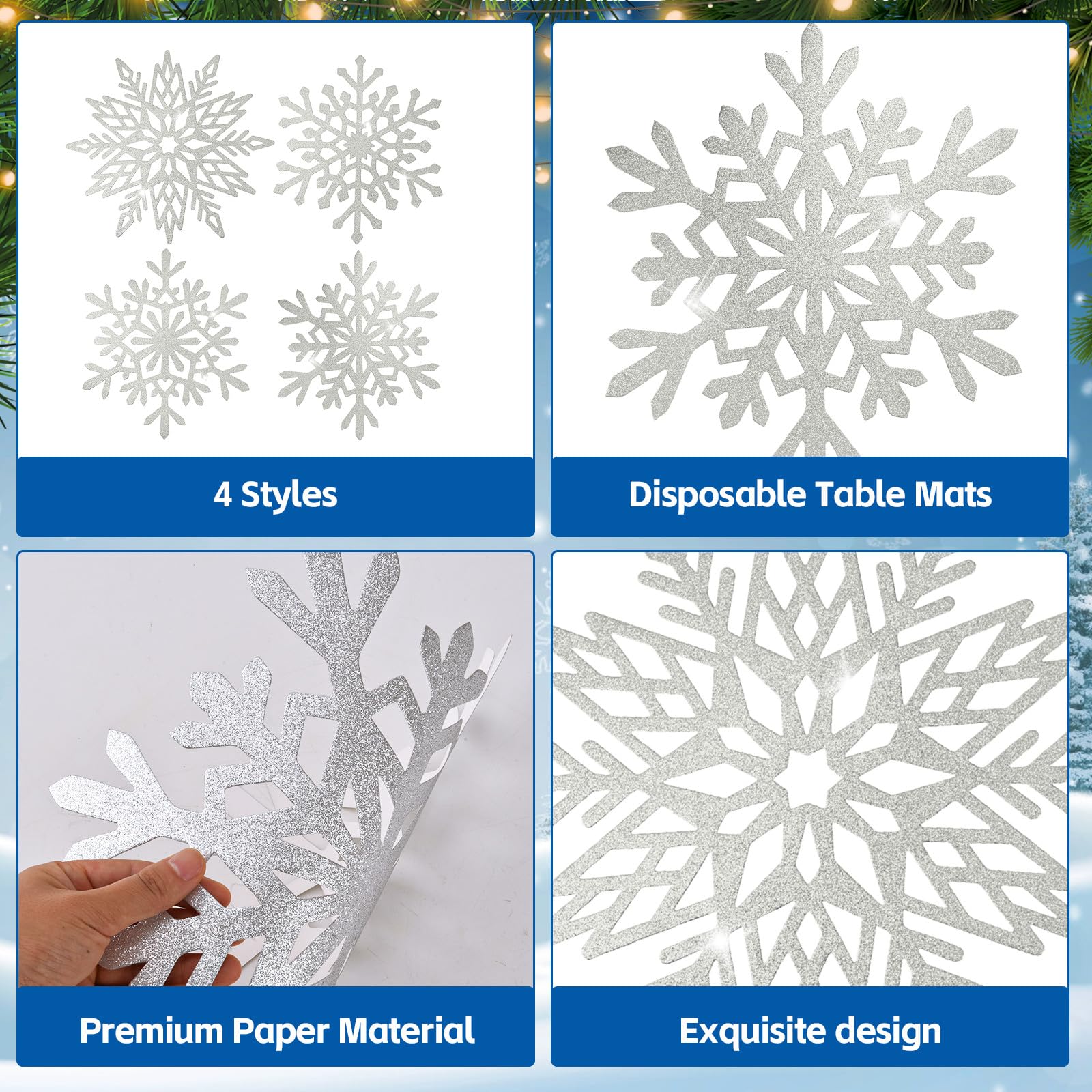 Lingringdcy snowflake placemat gold pattern 4 creates cohesive party setting
