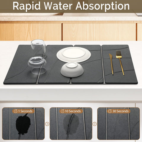 Linidcoud diatomaceous earth mat close-up shows carved gray design for stylish drying