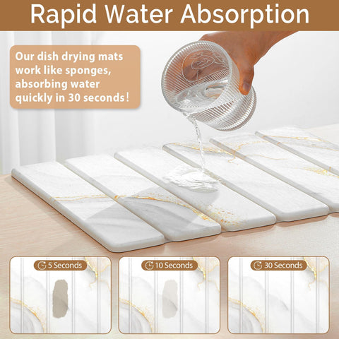 Linidcoud diatomite absorbent mat closeup shows fast water uptake.