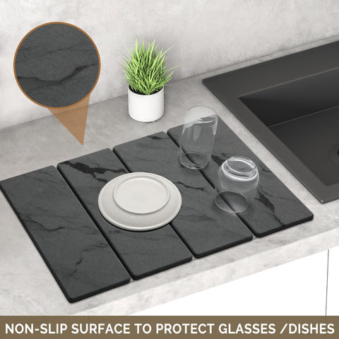 Linidcoud drying mat placed under a sink area for organized drying