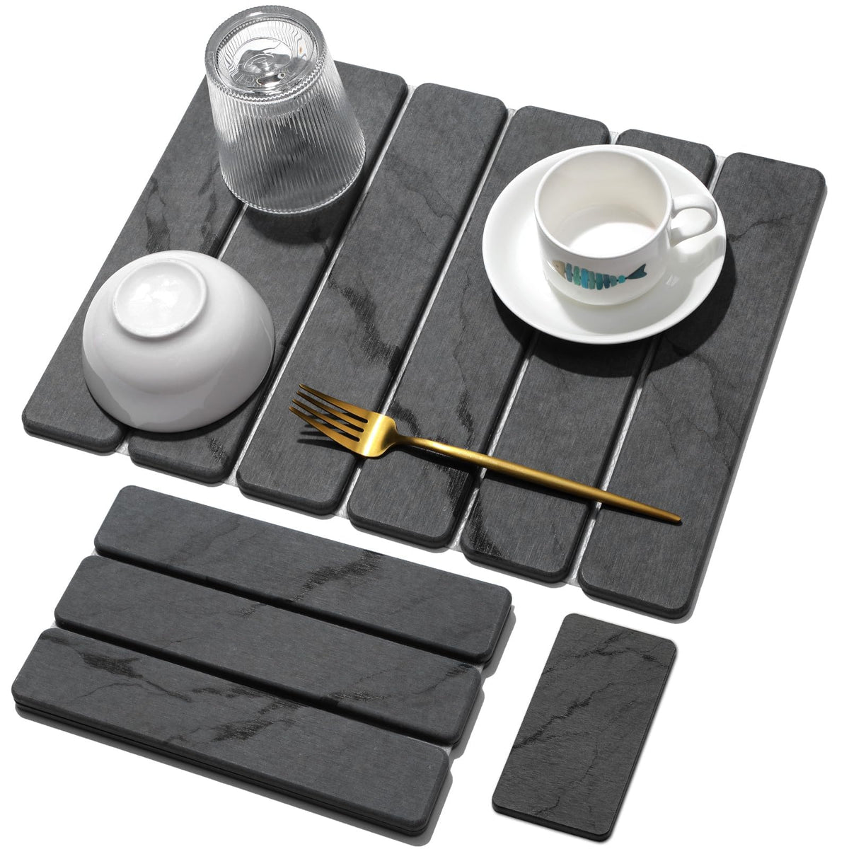 Linidcoud large stone drying mat 16x12 with marble pattern for quick dish drying