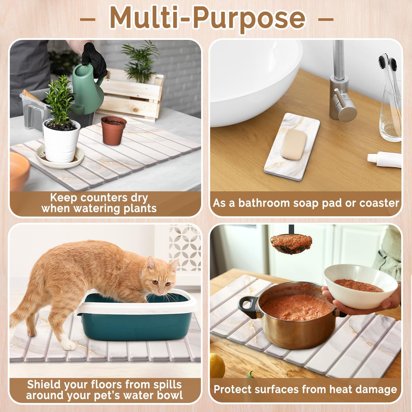 Linidcoud multiuse drying mat doubles as bath mat or plant saucer.