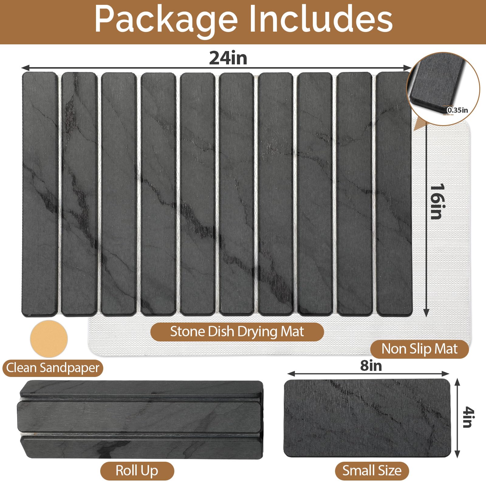 Linidcoud small stone drying mat 8x4, versatile as coaster or soap mat.