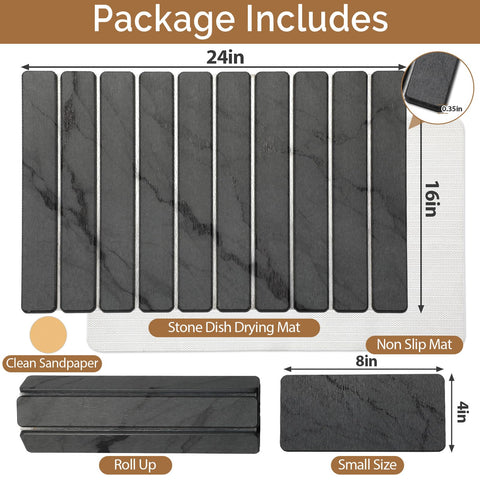 Linidcoud small stone drying mat 8x4, versatile as coaster or soap mat.