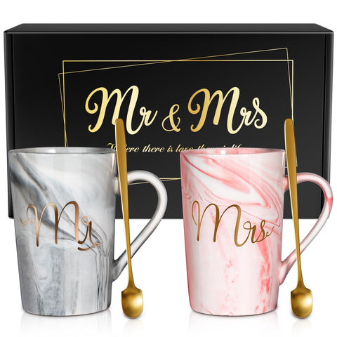 Linkax Mr and Mrs mugs set for cozy morning coffee and shared moments.