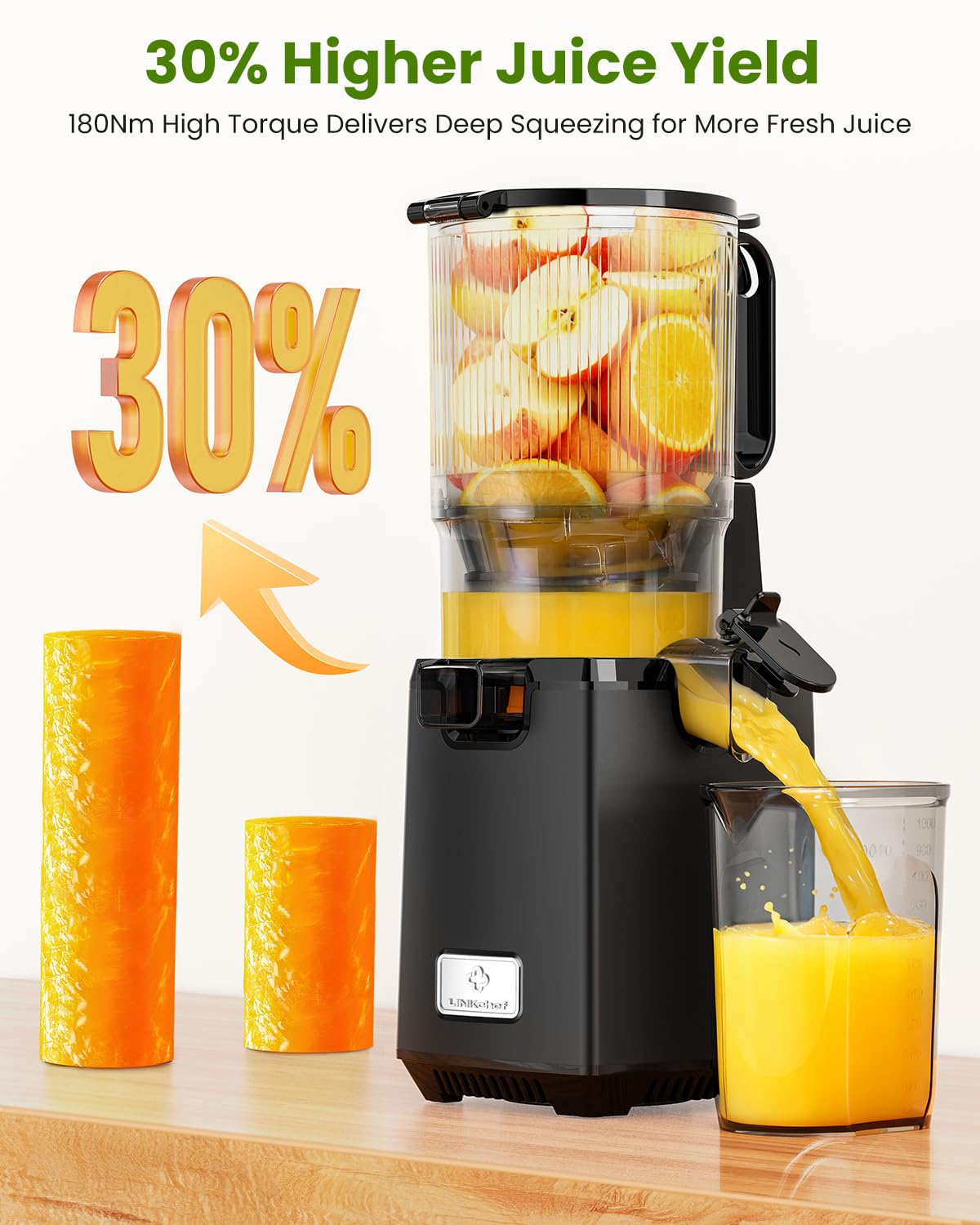 LINKChef BPA-free Tritan parts ensure a safe, clean-tasting juice experience.