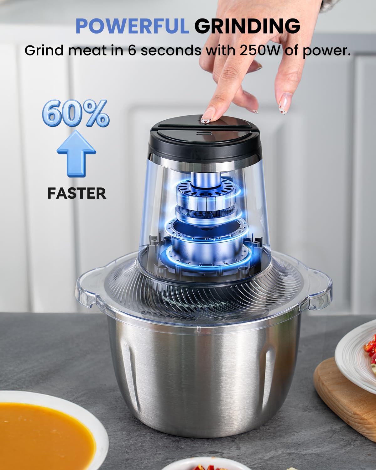 LINKChef small chopper blades deliver sharp, even mincing.