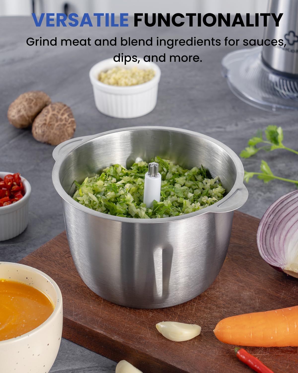 LINKChef ergonomic handle supports safe, comfortable operation.