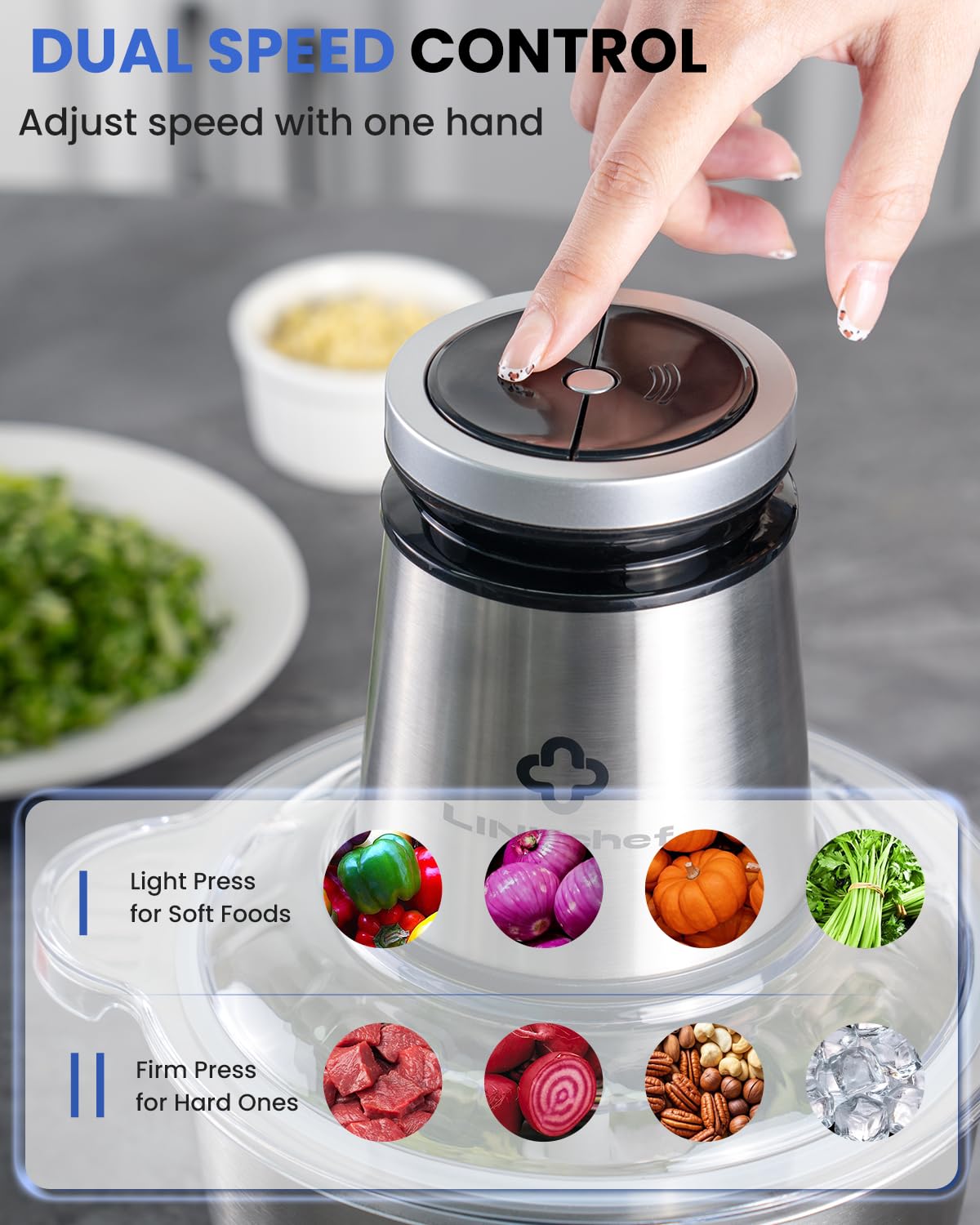 LINKChef meat grinder attachment for quick home mincing.