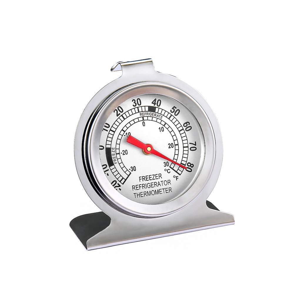 LinkDm stainless steel thermometer with wide base and integrated hook for versatile placement