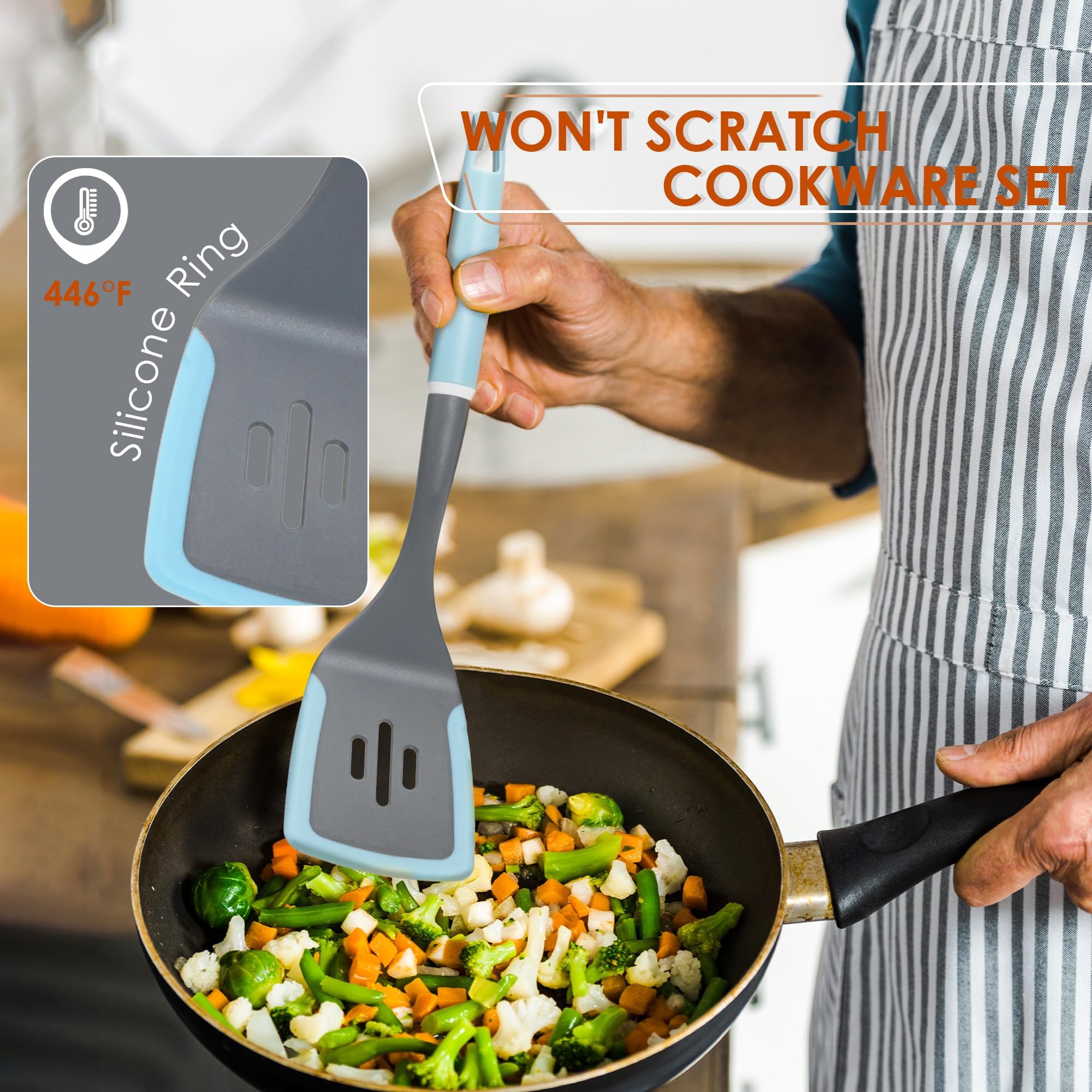 LINKLIFE silicone slotted spoon for draining and serving