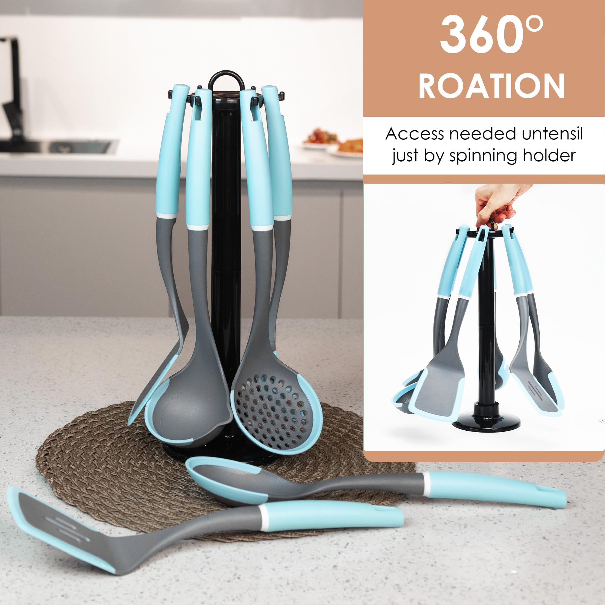 LINKLIFE silicone solid spoon for stirring and scooping