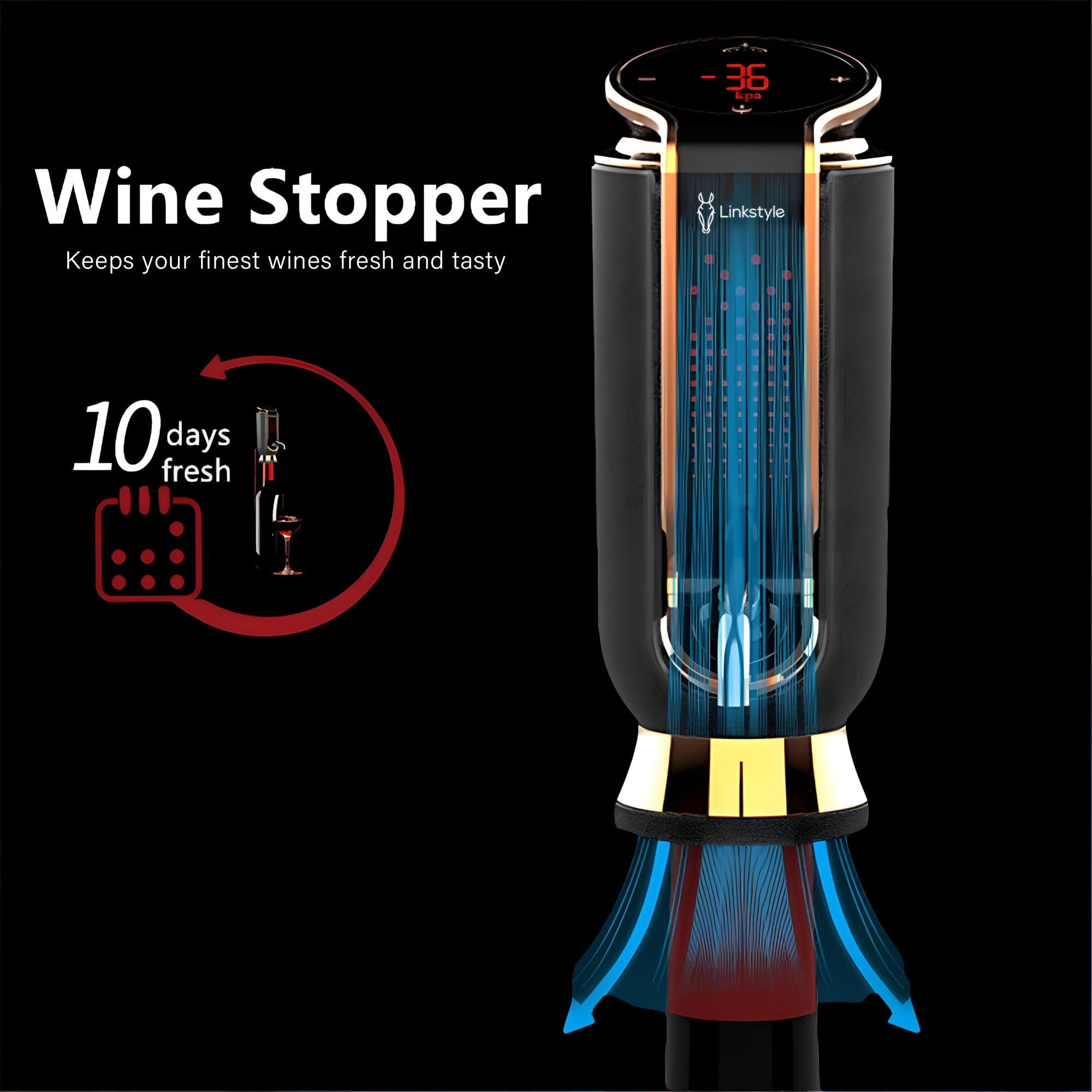 LINKSTYLE VINOWAKE Triovino measured dispensing for consistent servings.