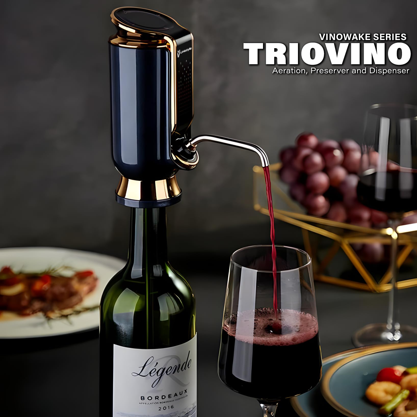 LINKSTYLE VINOWAKE Triovino preservation seal keeps wine fresh up to 10 days.