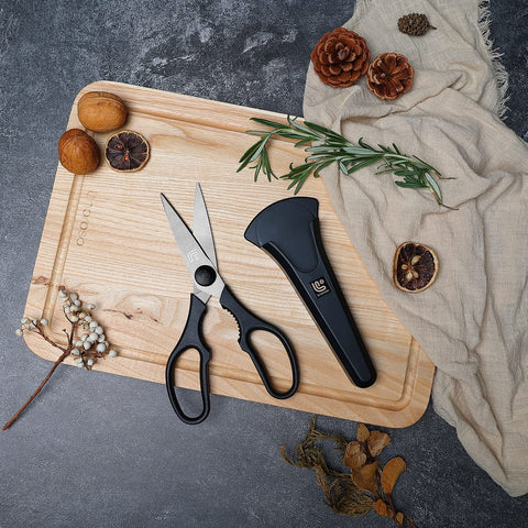 Linoroso multi-use shears include bottle opener and herb stripper.