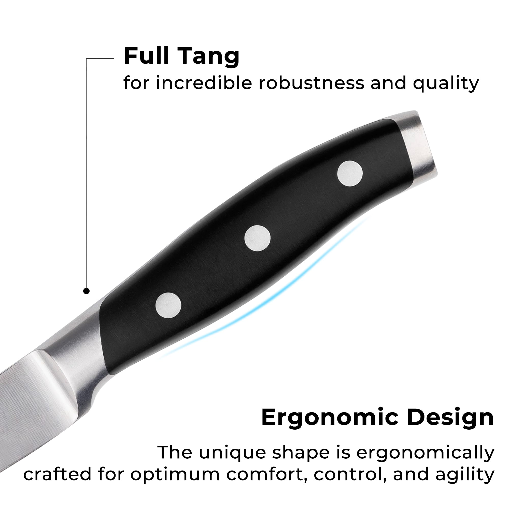 Linoroso Paring Knife full tang design for balanced cutting precision