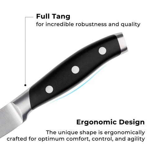 Linoroso Paring Knife full tang design for balanced cutting precision