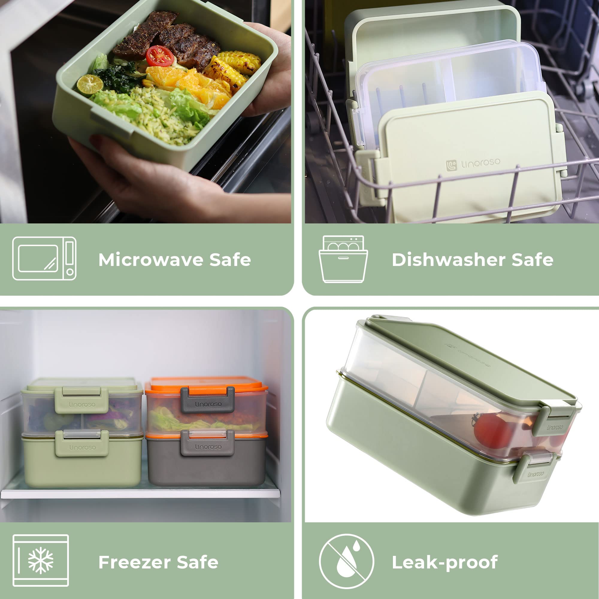 Linoroso bento box in pale mint color variants for style
