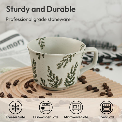 LINVIA leaf-pattern mug for everyday tea or latte enjoyment