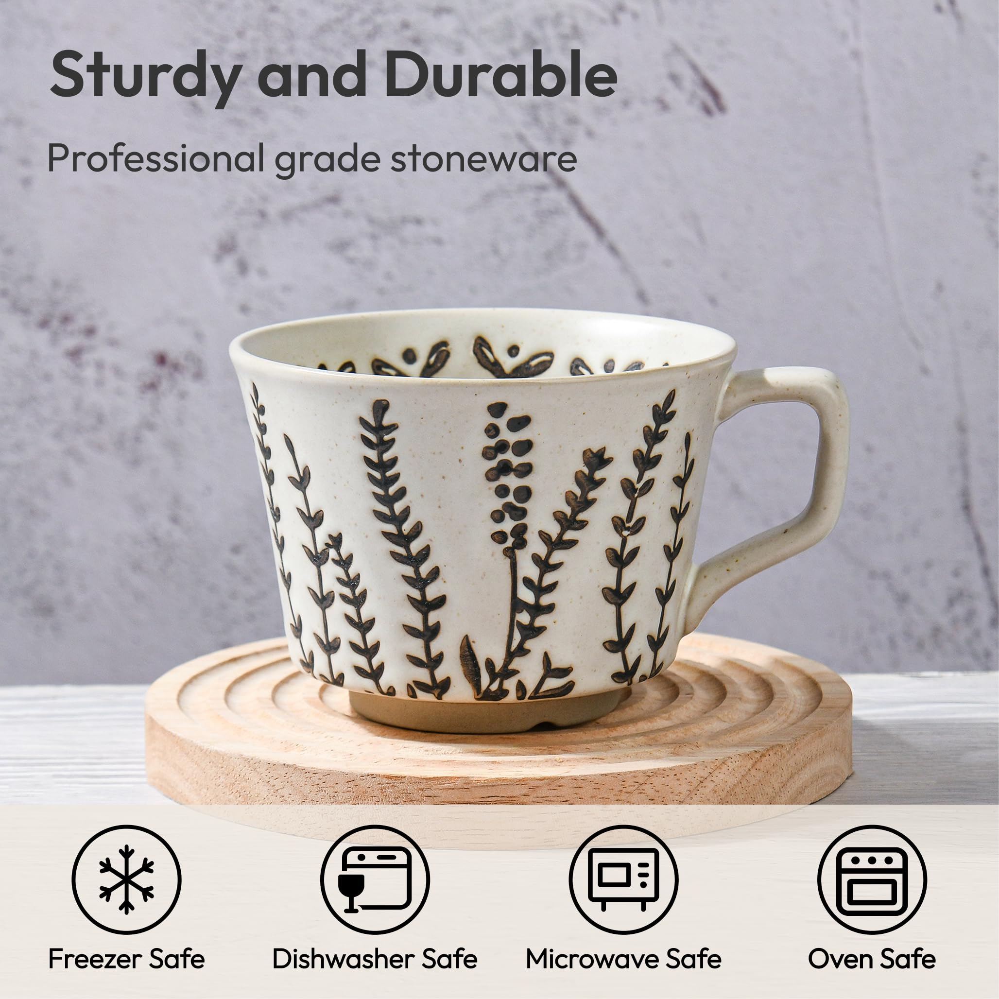 LINVIA ceramic mug butterfly pattern, great for latte rituals at home.