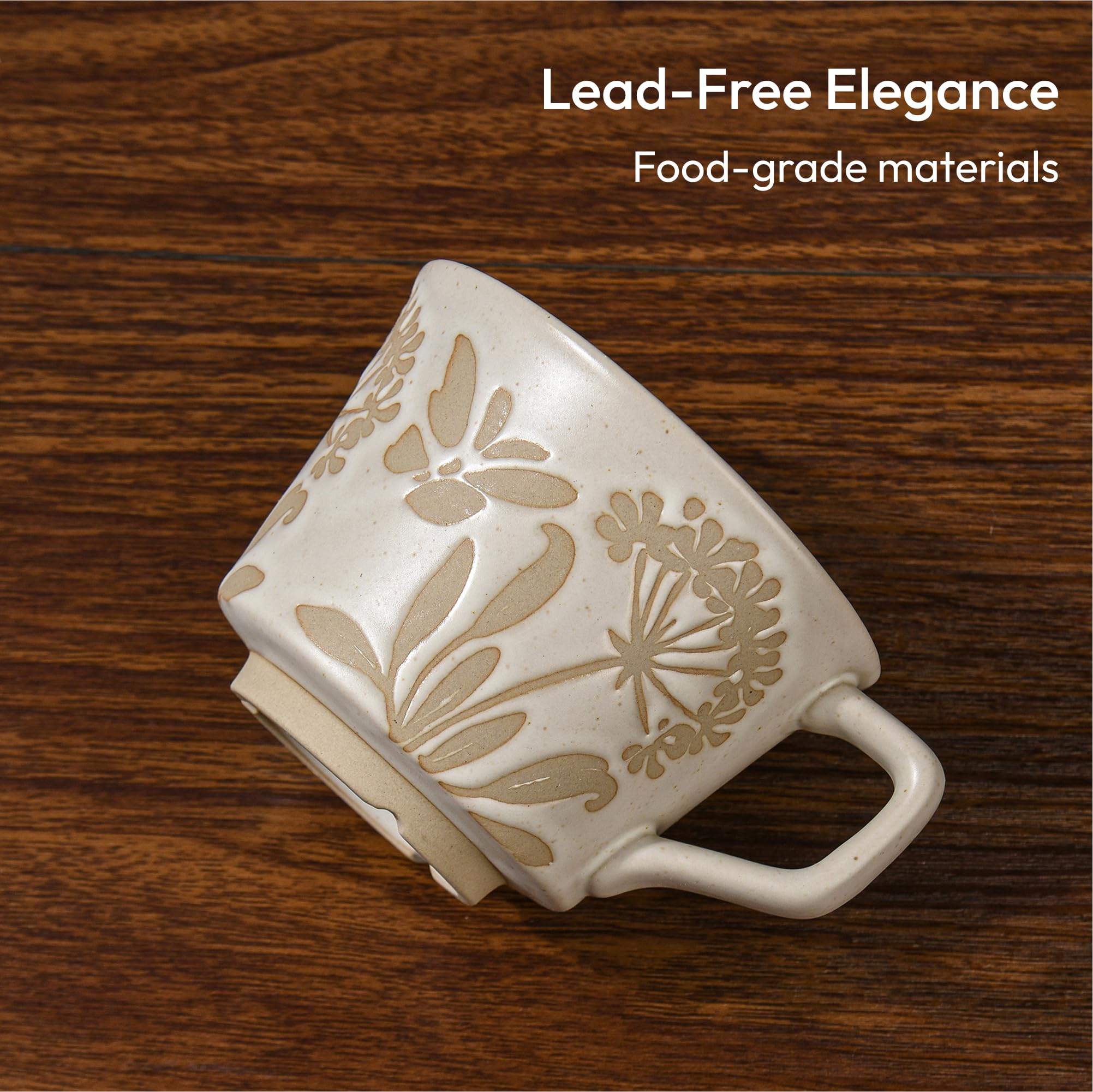 LINVIA ceramic mug grass pattern, perfect for tea at any time of day.