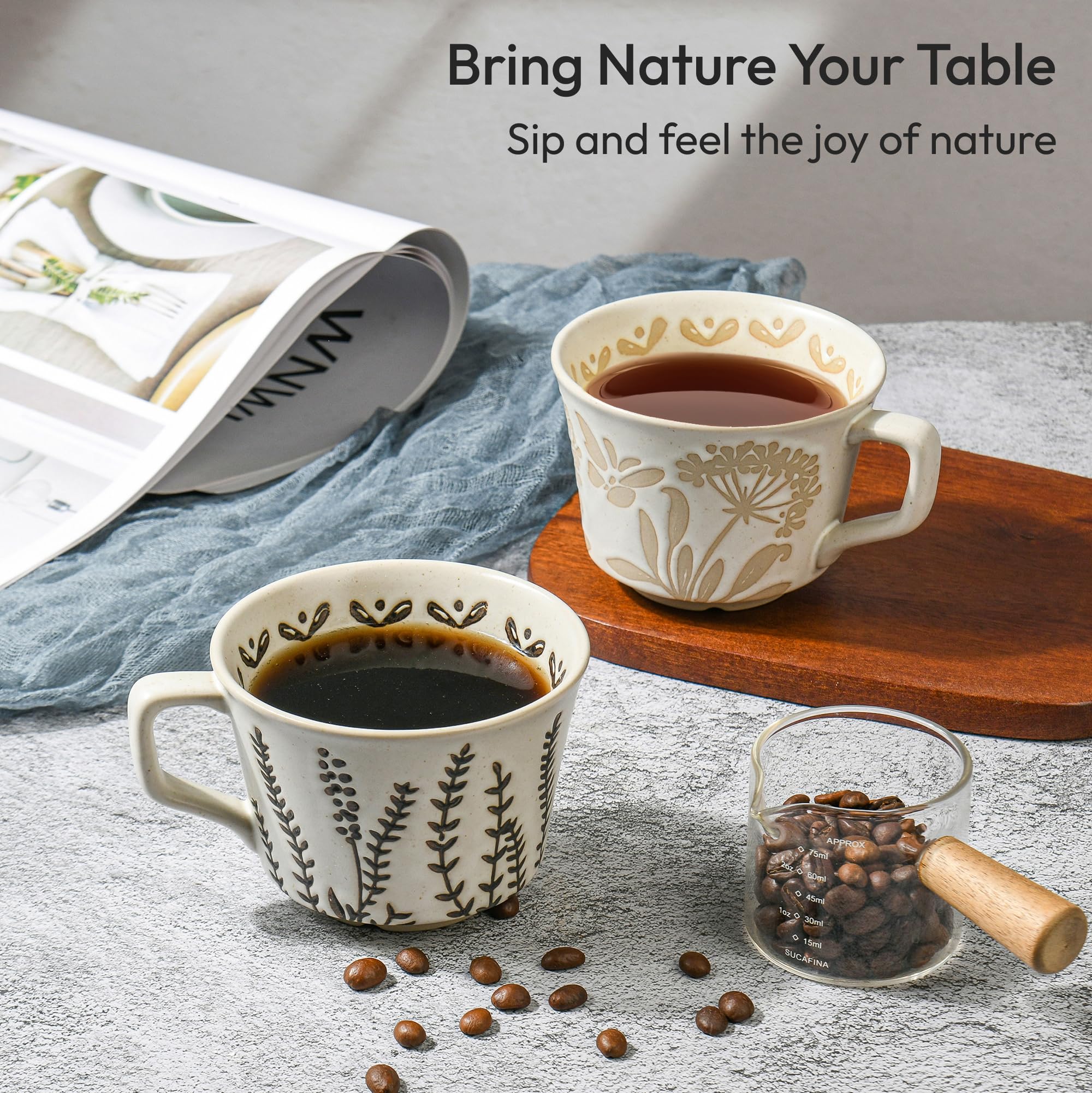 LINVIA ceramic mug ivy pattern, a stylish accent for your kitchen.