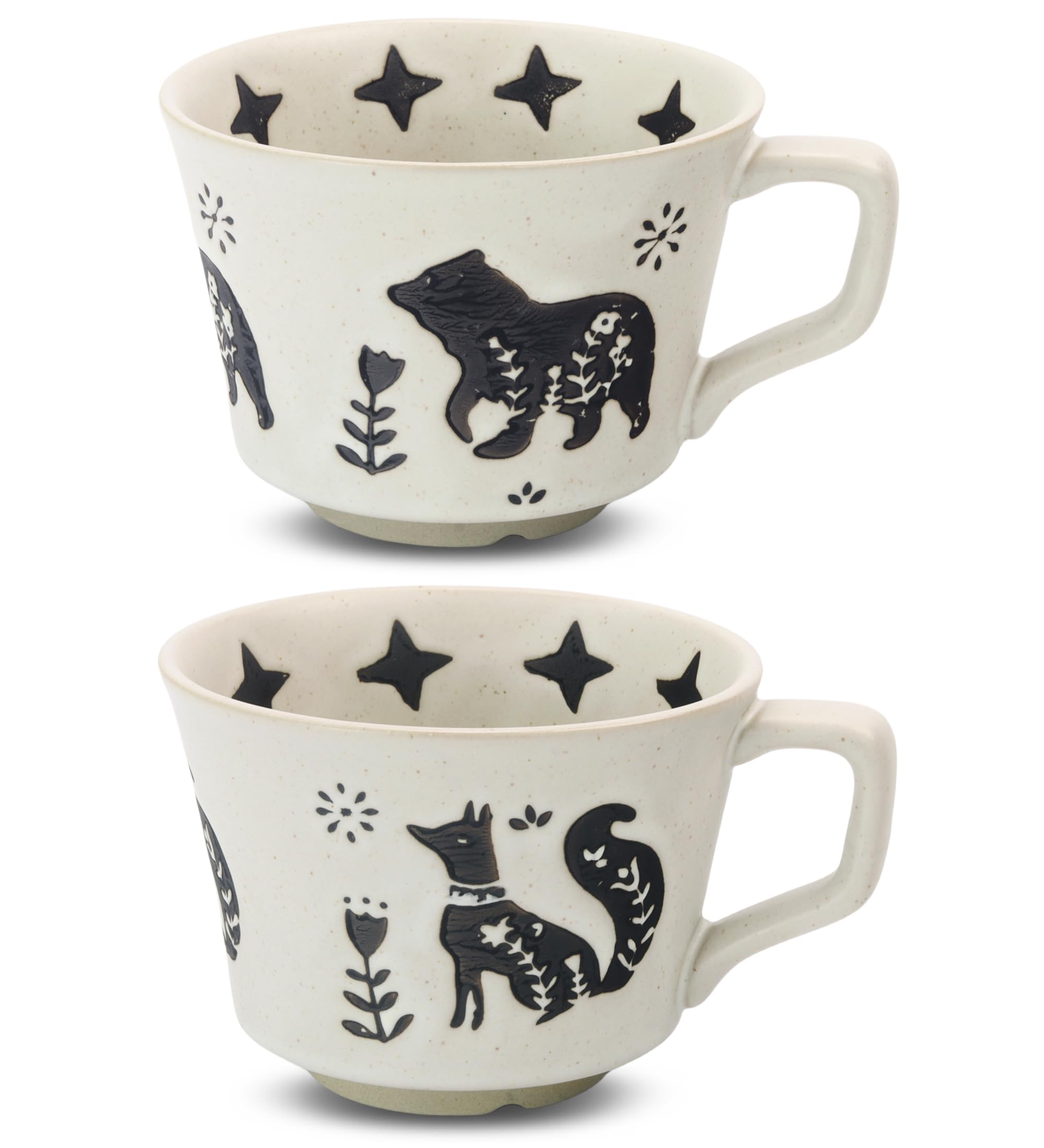 LINVIA fox and bear mug set, 12 oz capacity, ideal for daily coffee
