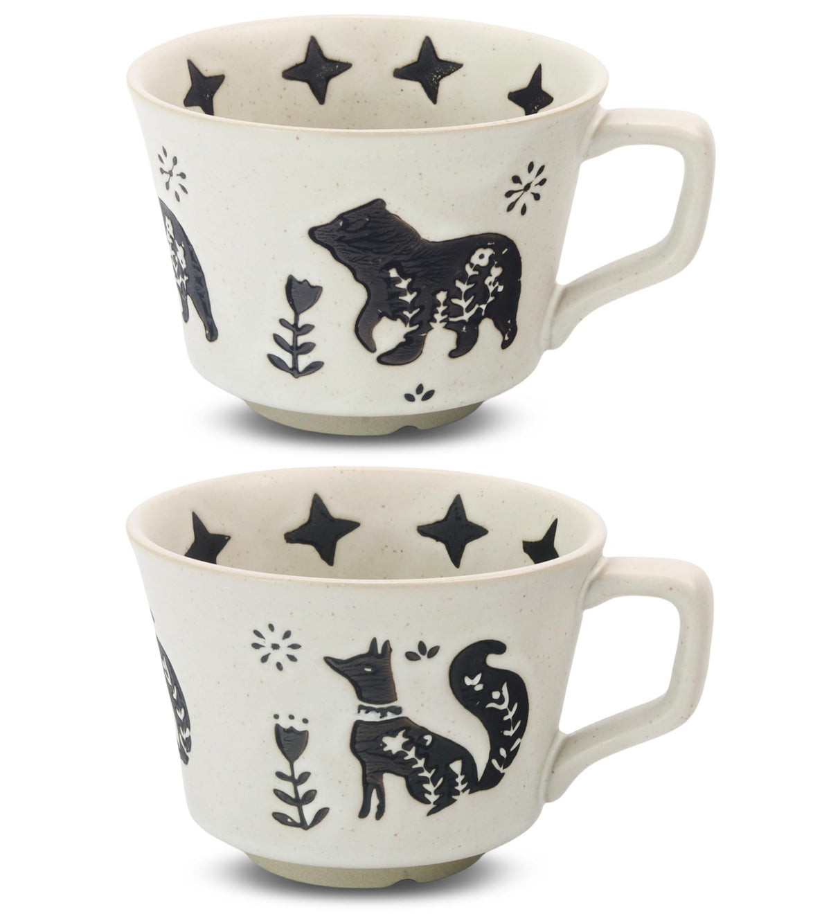 LINVIA fox and bear mug set, 12 oz capacity, ideal for daily coffee