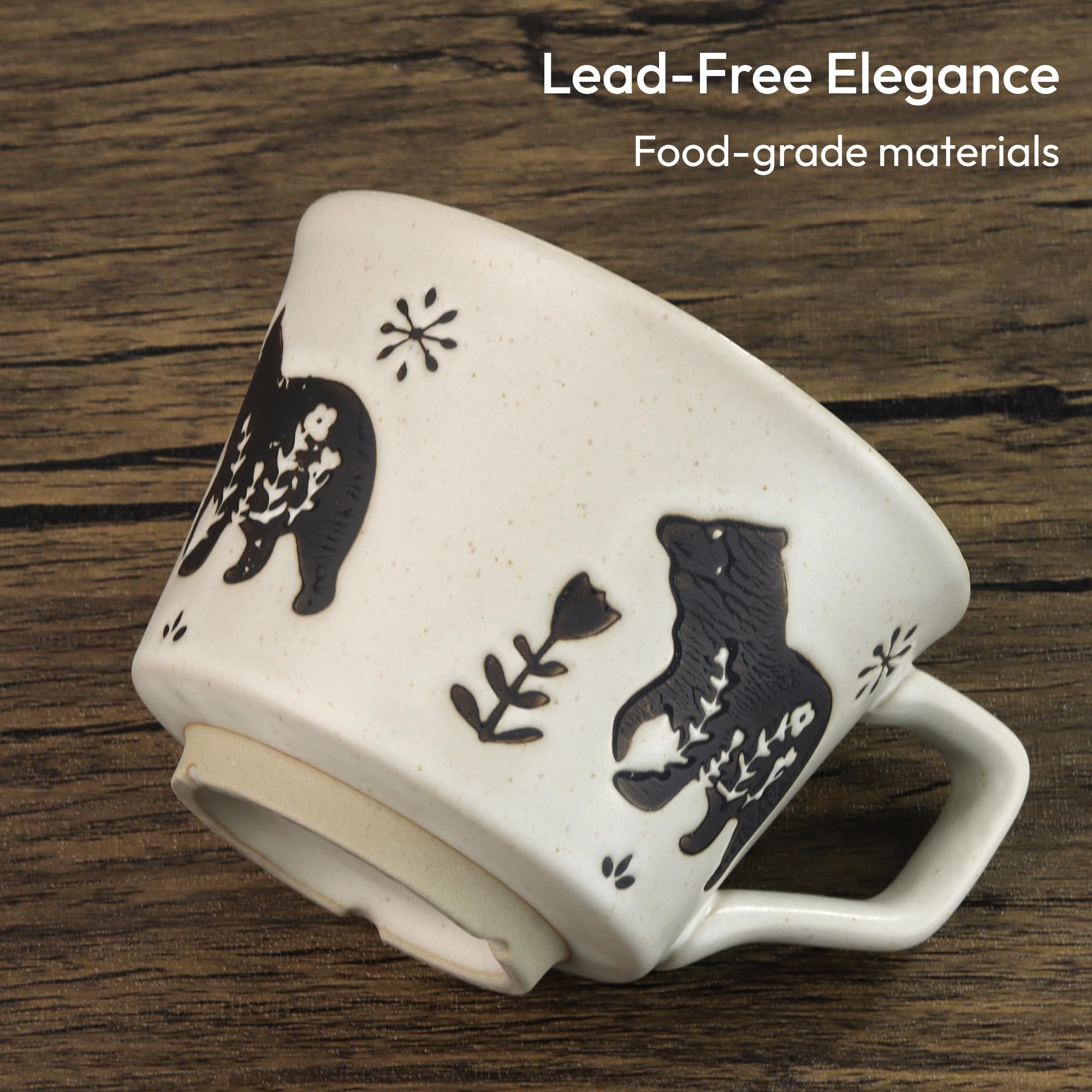 LINVIA fox and bear mug top view with wide opening