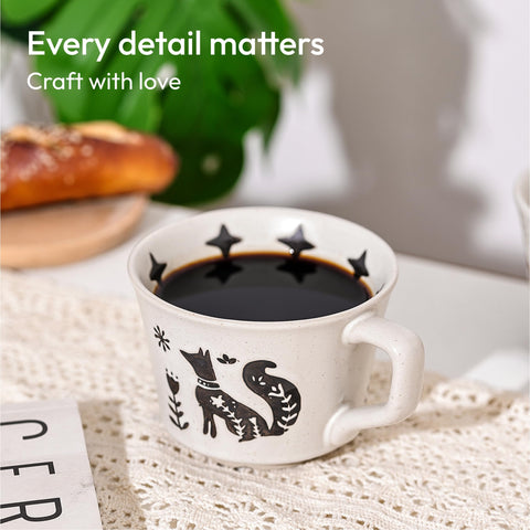 LINVIA Fox mug oven and microwave-safe stoneware suitable for daily use.