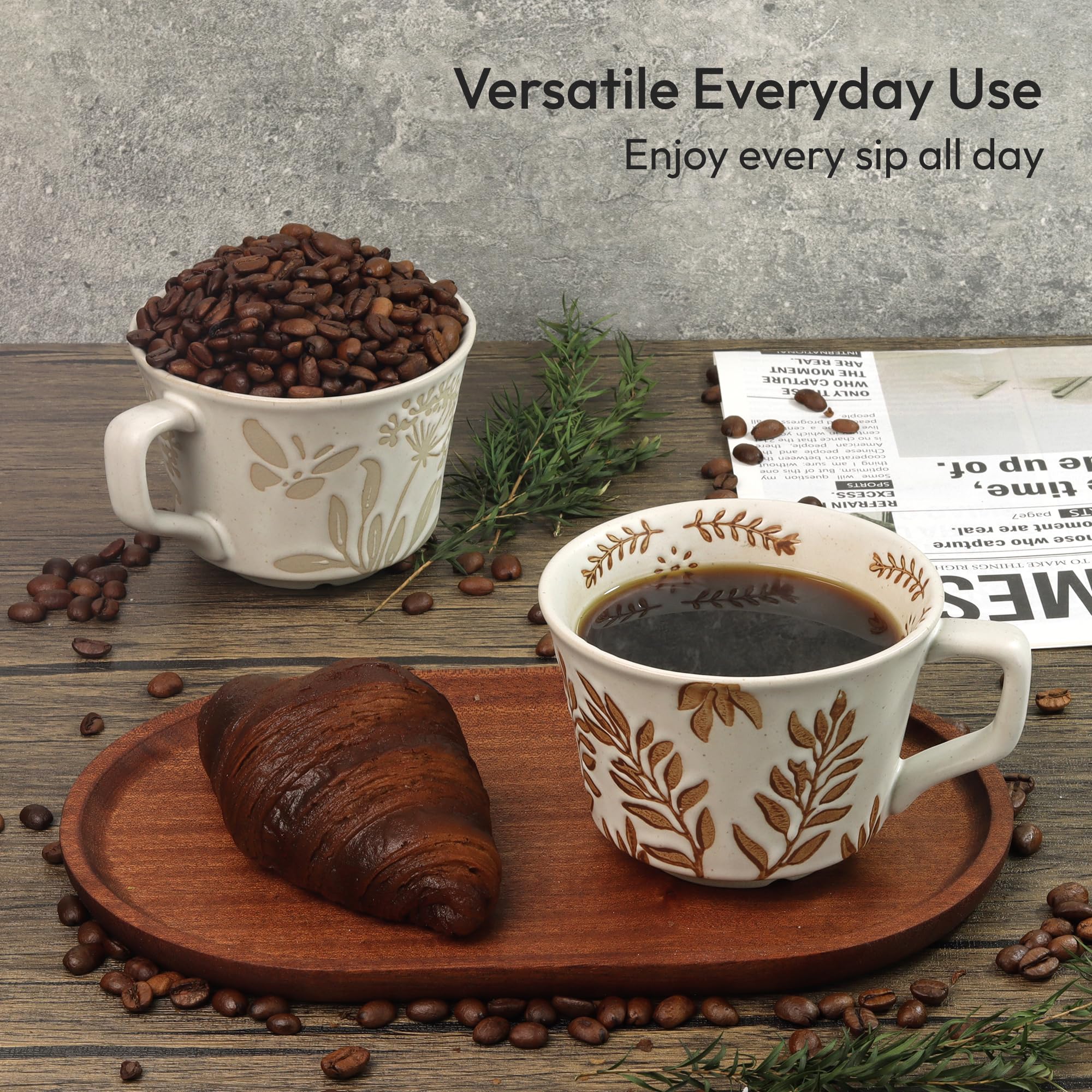 LINVIA Ivy mug back view highlights nature-inspired design