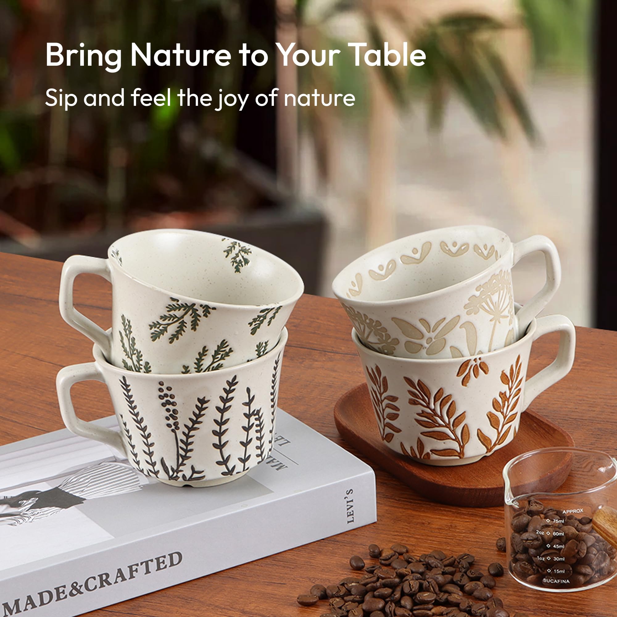 LINVIA Ivy mug front view shows detailed pattern