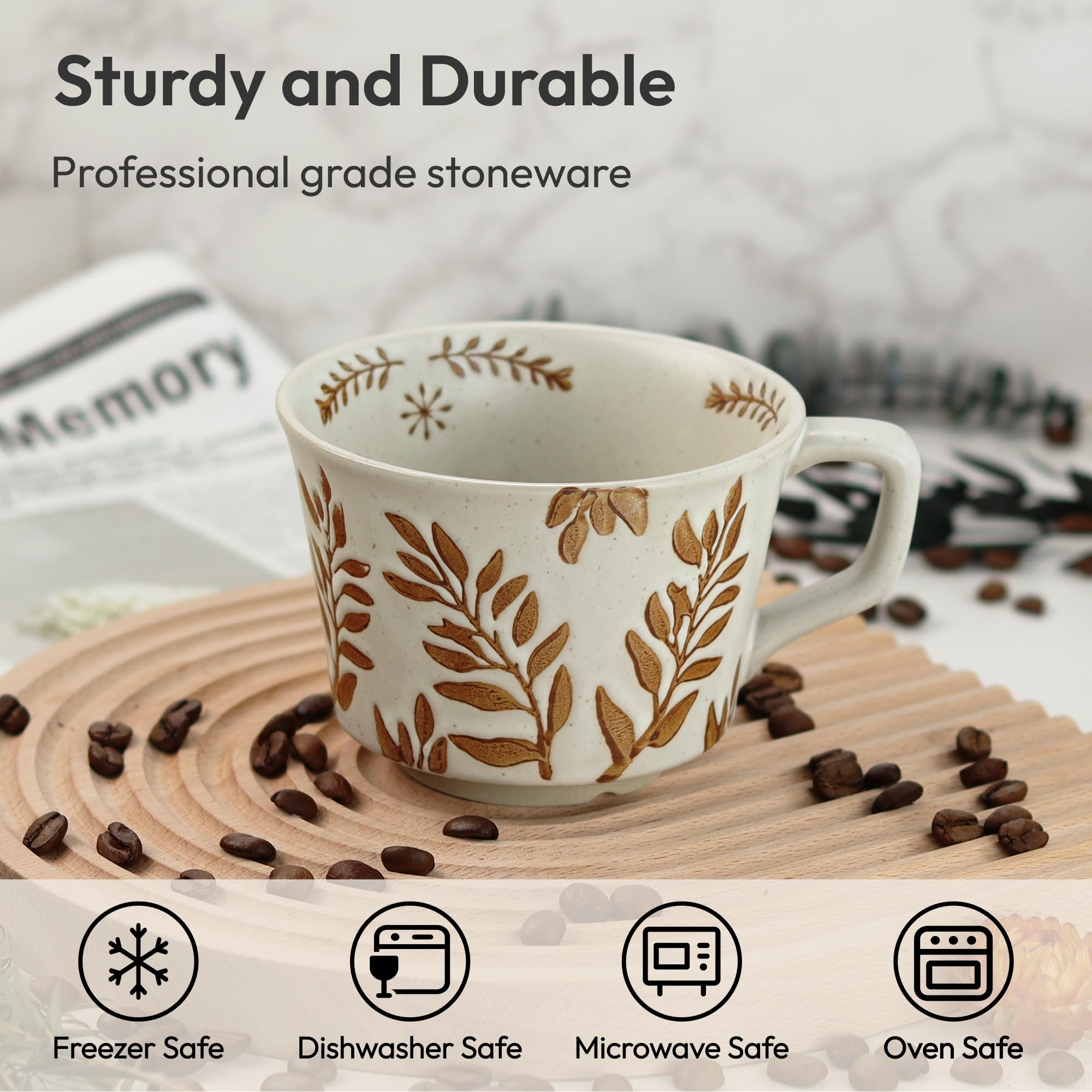 LINVIA Ivy mug with plant pattern adds nature to tea time