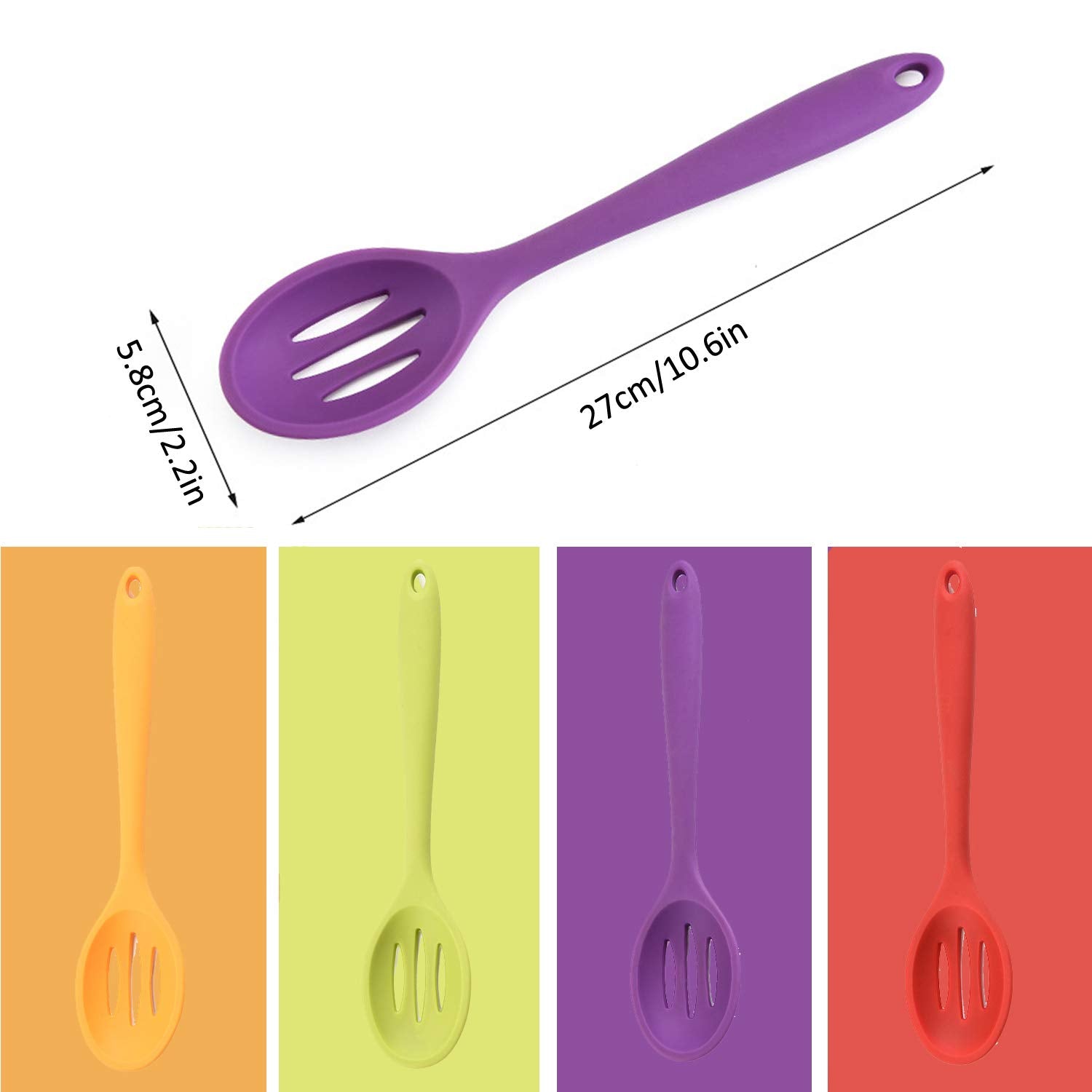 Linwnil slotted spoon with hanging hole design for easy drying.