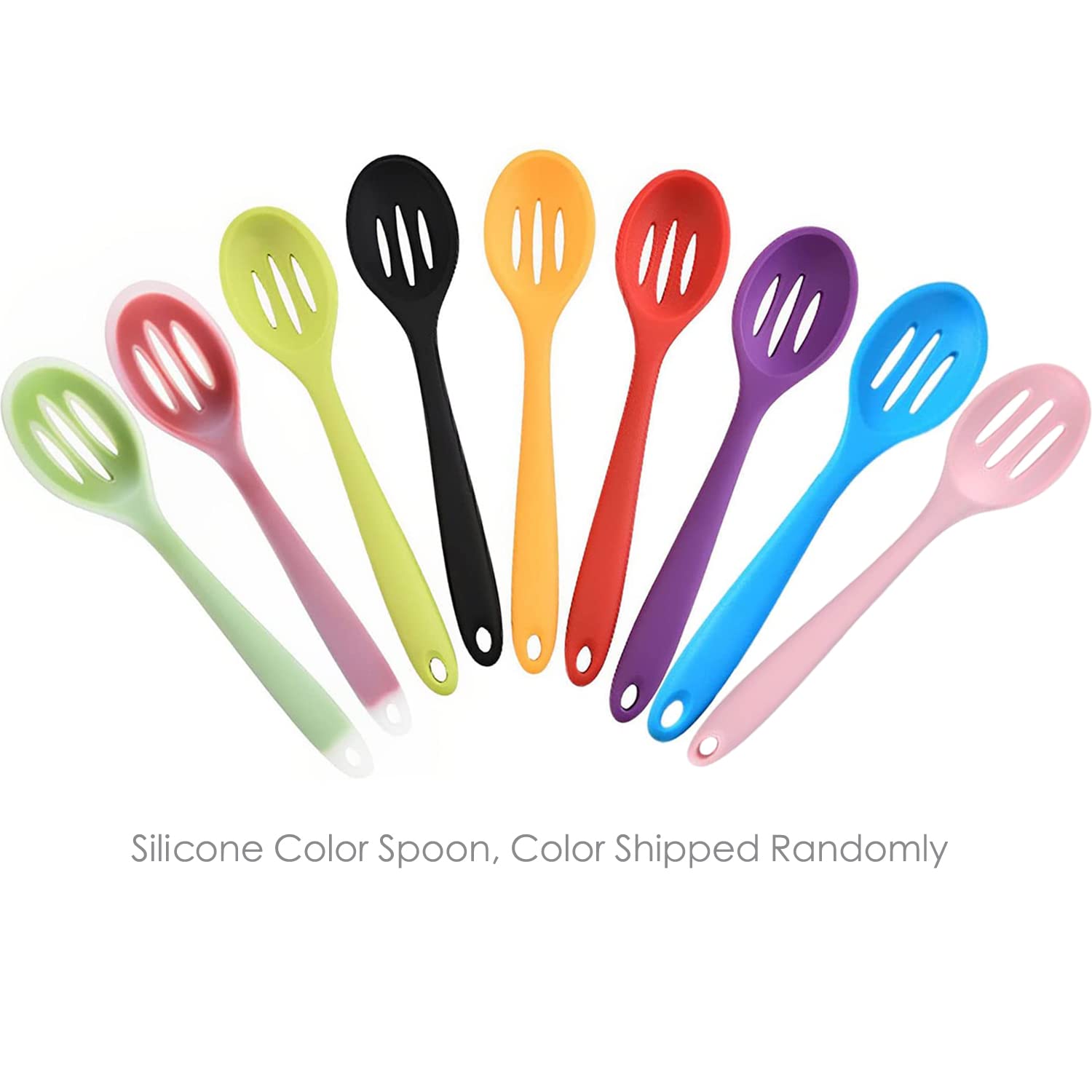 Linwnil silicone slotted spoon perfect for stirring soups and sauces.