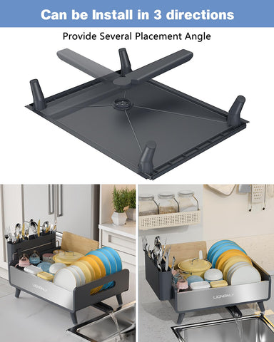 LIONONLY dish drying rack features automatic drainage spout for a dry counter
