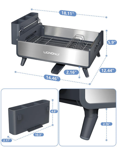 LIONONLY dish drying rack on counter highlights durable materials and organized space