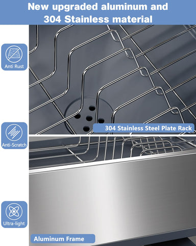 LIONONLY dish drying rack shows stainless steel plate and robust frame for long-lasting use