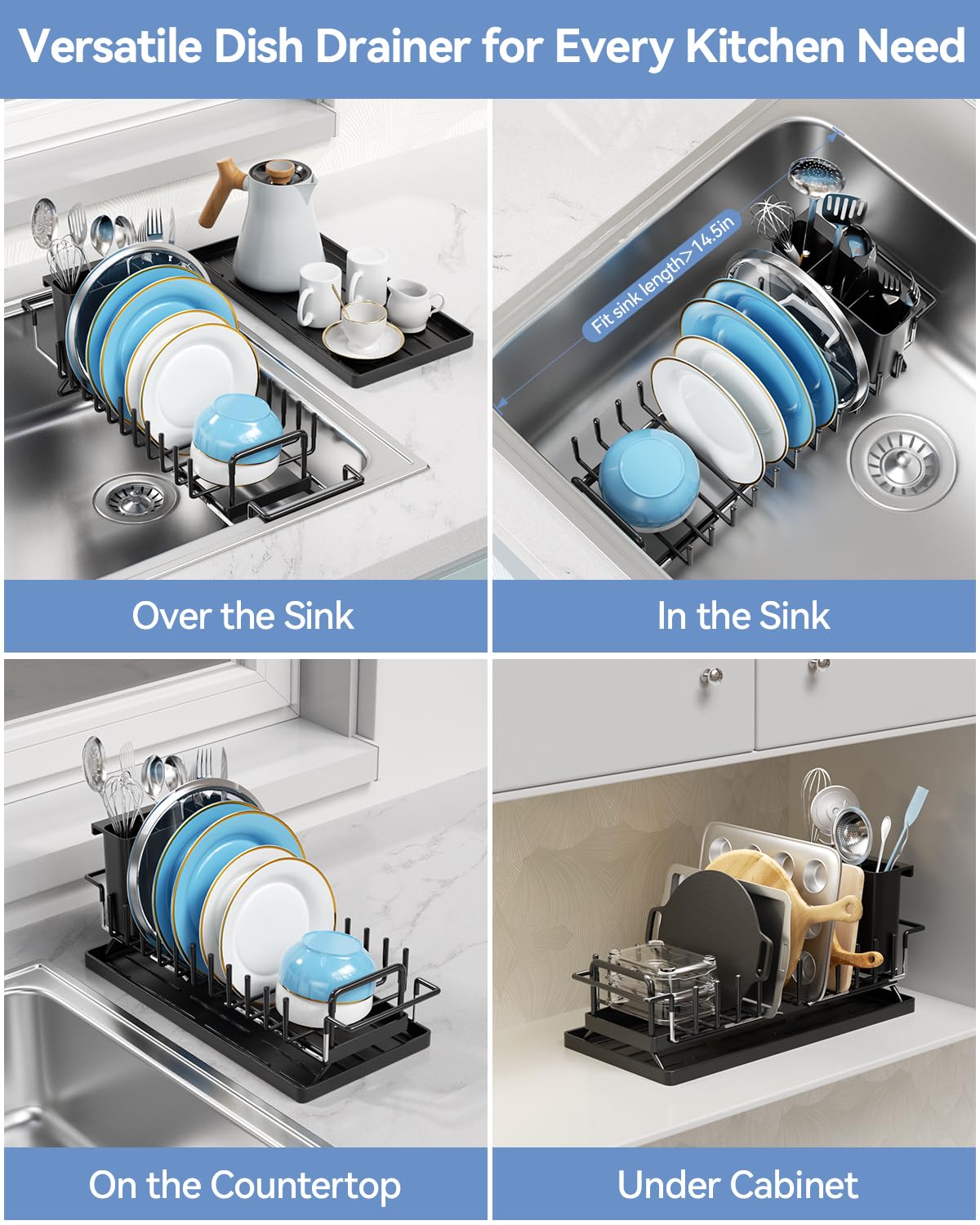 LIONONLY dish drying rack with silicone mat doubles as drying surface.