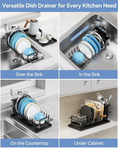 LIONONLY dish drying rack with silicone mat doubles as drying surface.