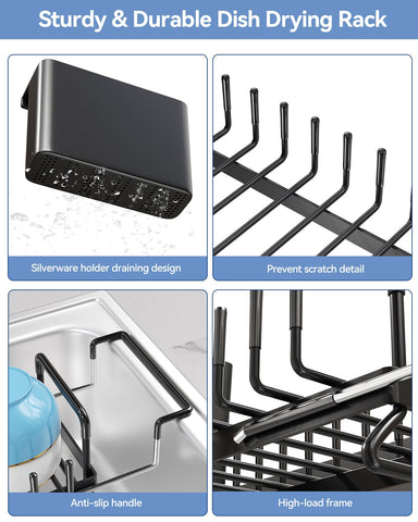 LIONONLY stainless steel rack with black finish resists moisture.