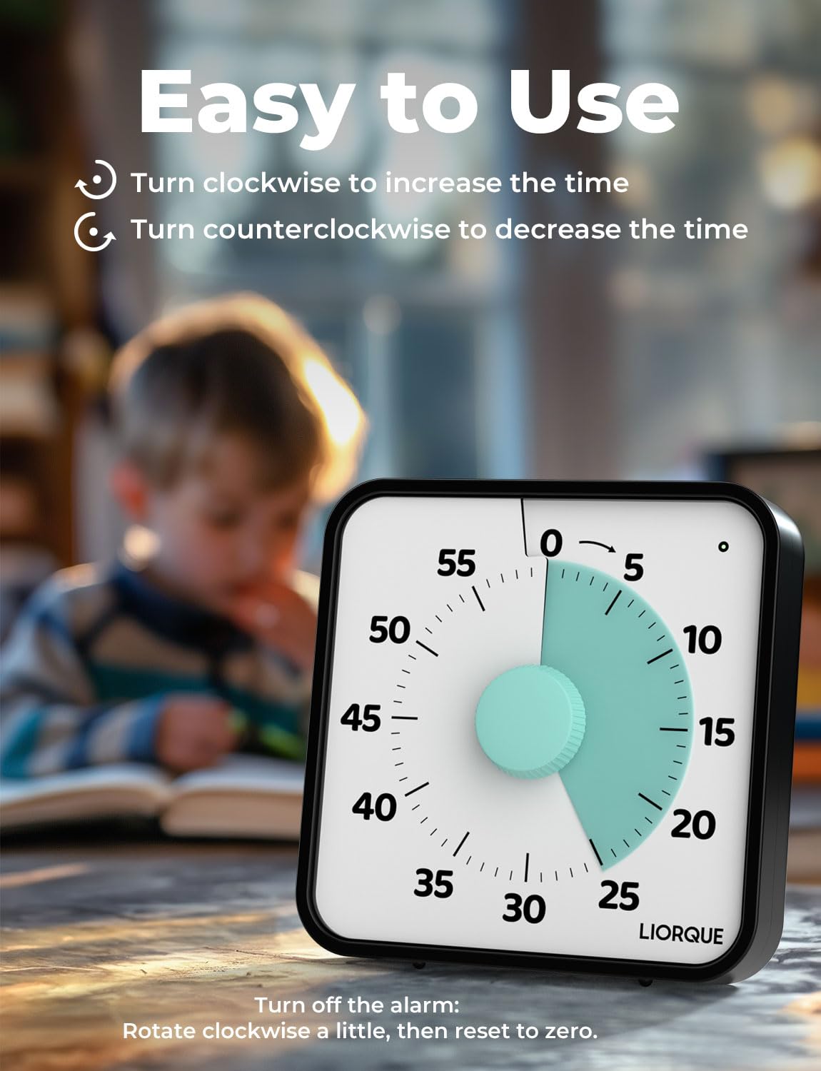 LIORQUE timer silent operation supports focused work