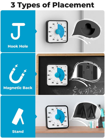 LIORQUE timer with foldable bracket offers flexible desk placement.