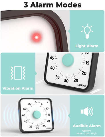 LIORQUE visual timer with alarm modes for flexible reminders