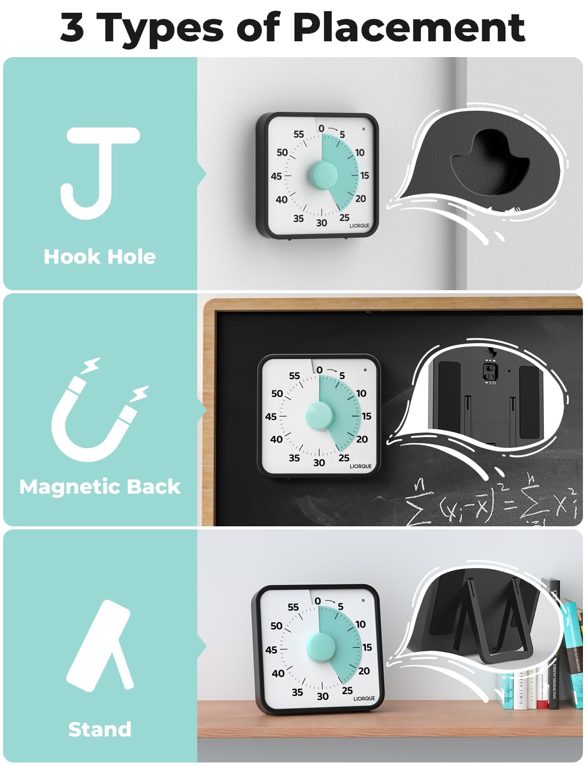 LIORQUE visual timer adjustable volume for quiet study