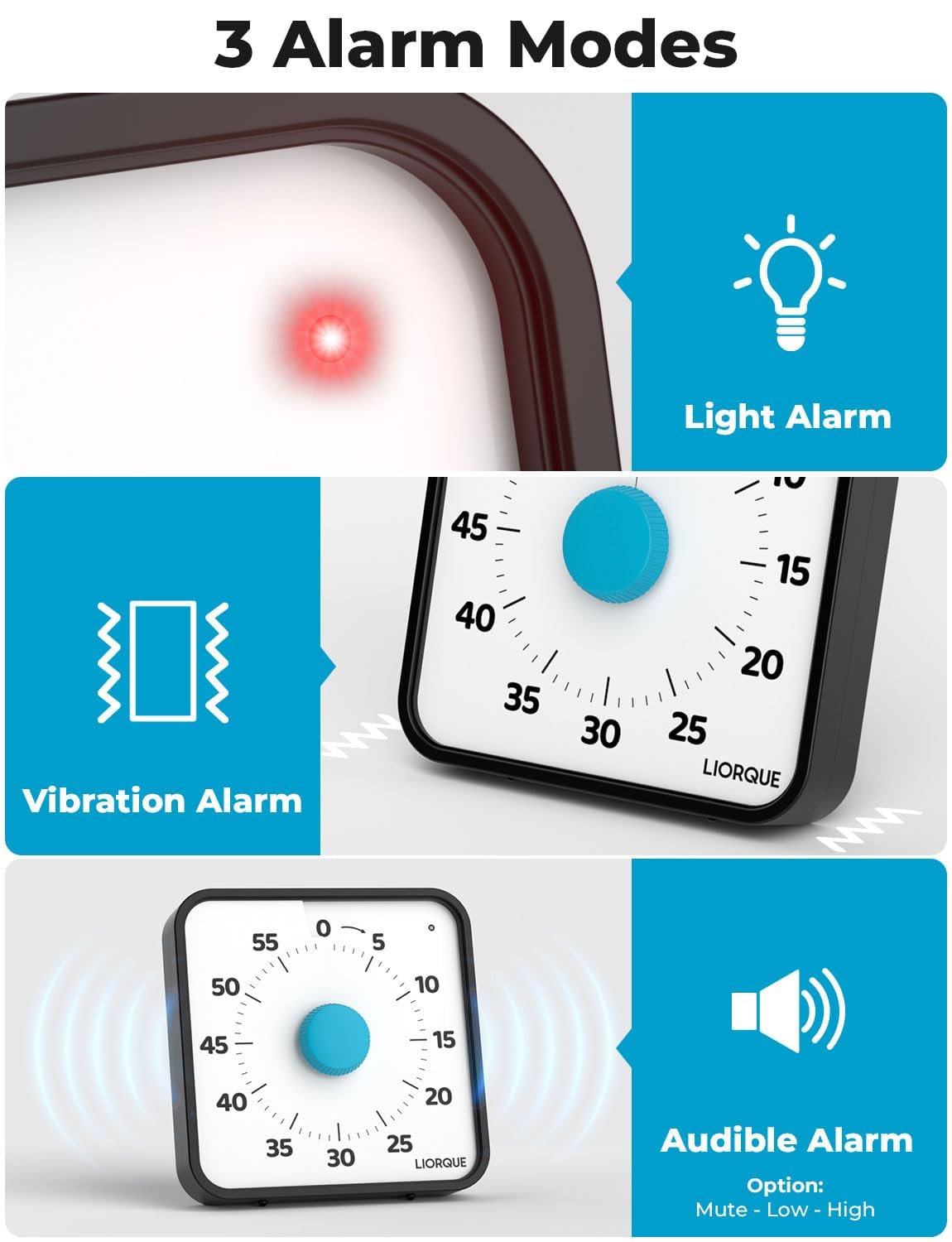 LIORQUE wall-mount timer keeps surfaces clutter-free while signaling end of task.