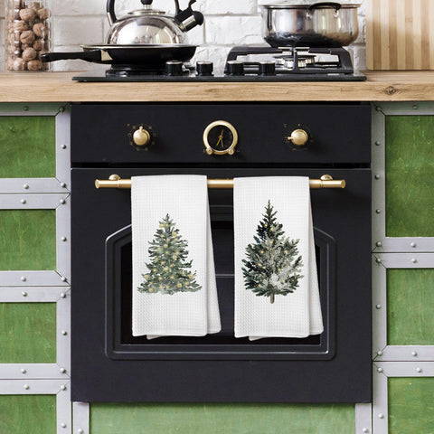 Liosei farmhouse green Christmas towels bring rustic charm to kitchen and bath tasks.